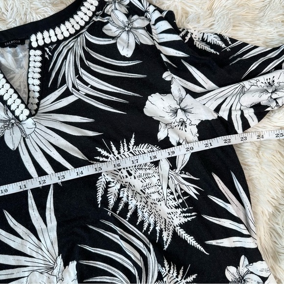 Talbots Modal Blend Black White Tropical Floral Top - Picture 8 of 10